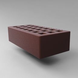 КИРПИЧ КЕРАМИЧЕСКИЙ ЛИЦЕВОЙ ПУСТОТЕЛЫЙ С ФАСКОЙ РАЗМЕР 1 НФ КОРИЧНЕВЫЙ ГЛАДКИЙ САРАМИКС