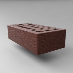 КИРПИЧ КЕРАМИЧЕСКИЙ ЛИЦЕВОЙ ПУСТОТЕЛЫЙ С ФАСКОЙ РАЗМЕР 1 НФ ШОКОЛАД ОЛЬХА 1 САРАМИКС
